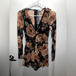 Charlotte Russe Black and Brown Floral Dress